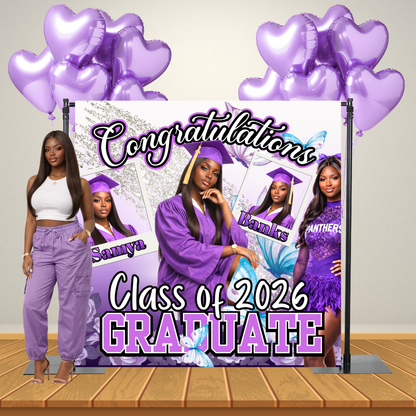 Custom Graduation Backdrop | Class of 2026 Photo Banner | Personalized Party Decorations | Custom Senior Portrait Sign | Sports & Colors
