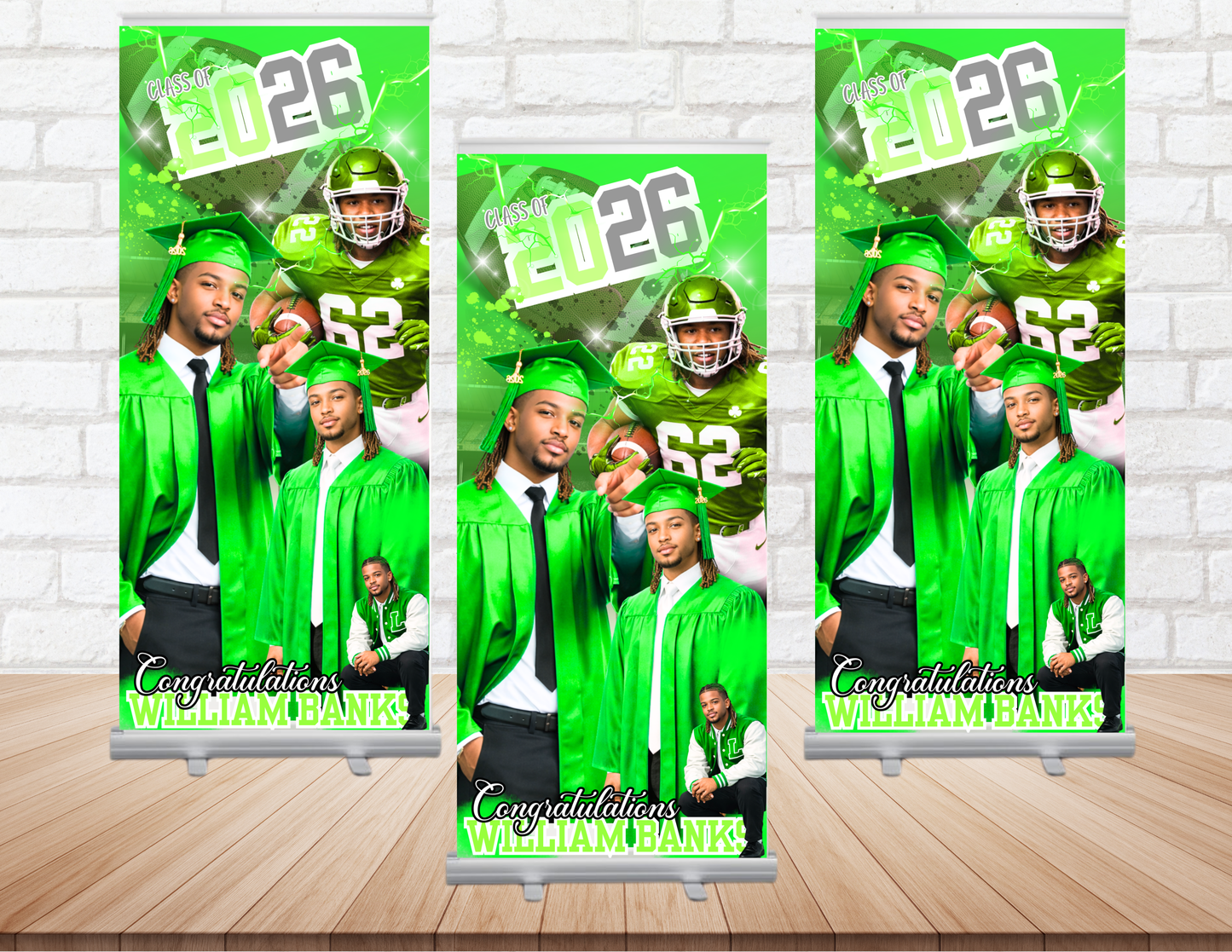 Custom Graduation Retractable Banner | Class of 2026 Party Decor | Sports & Butterfly Themes | Personalized Senior Photo Sign | 4x6 Roll Up