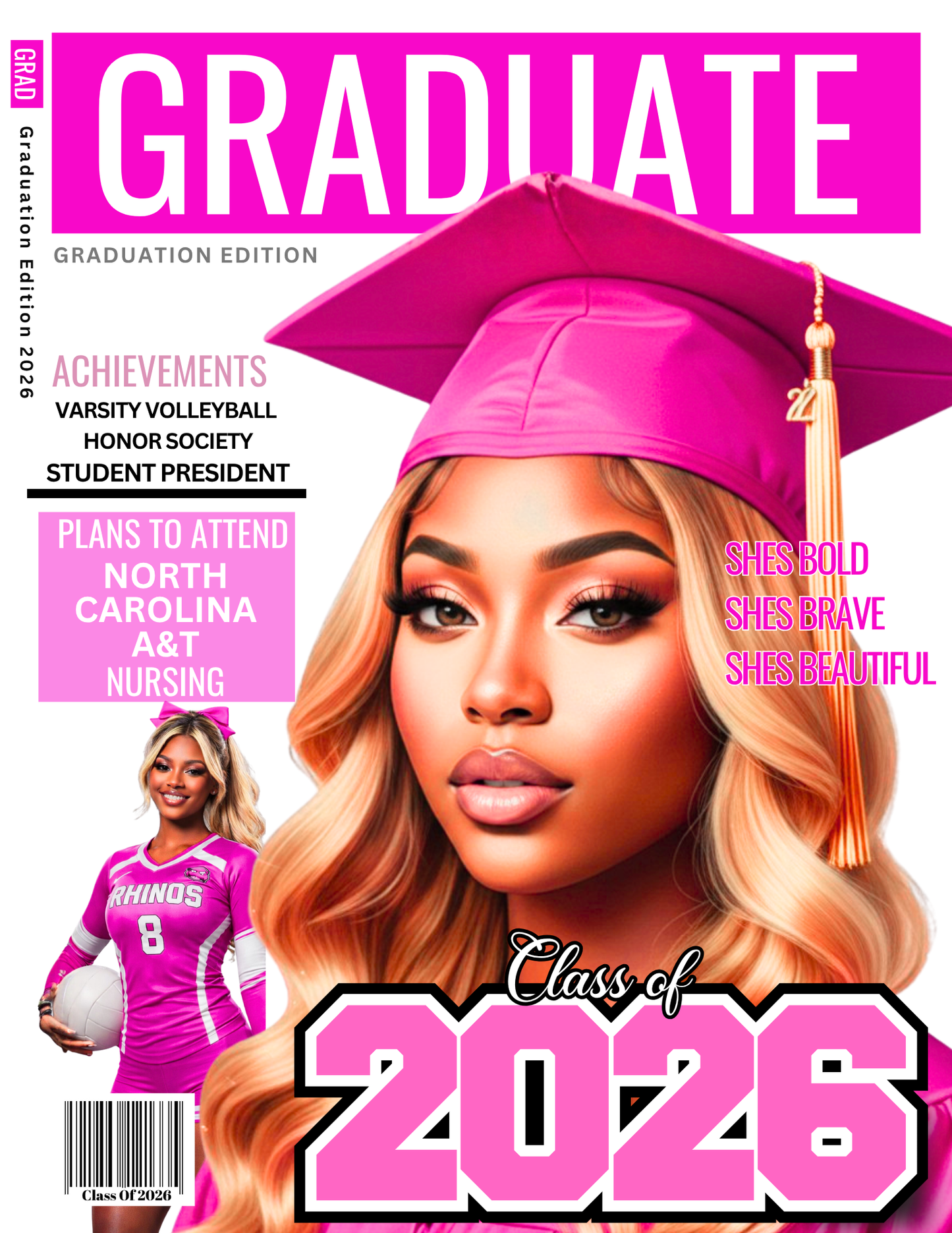 Custom Graduation Magazine Cover | Personalized Class of 2026 Senior Portrait Gift | Unique Grad Decor | High School Senior Keepsake - Digital File Only