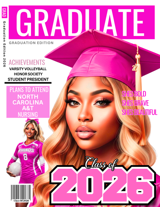 Custom Graduation Magazine Cover | Personalized Class of 2026 Senior Portrait Gift | Unique Grad Decor | High School Senior Keepsake - Digital File Only