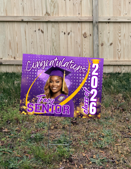 Custom Graduation Yard Sign | Class of 2026 Senior Photo Lawn Poster | Personalized Themes | Durable Outdoor Milestone Decor