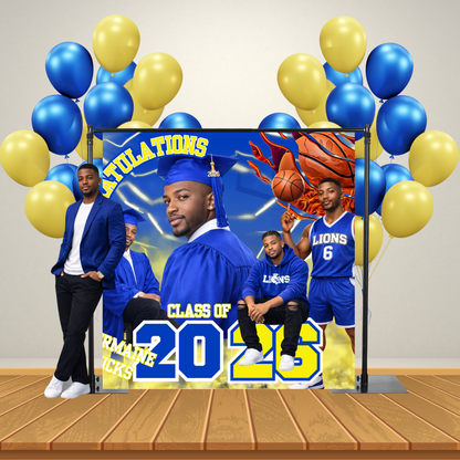 Custom Graduation Backdrop | Class of 2026 Photo Banner | Personalized Party Decorations | Custom Senior Portrait Sign | Sports & Colors