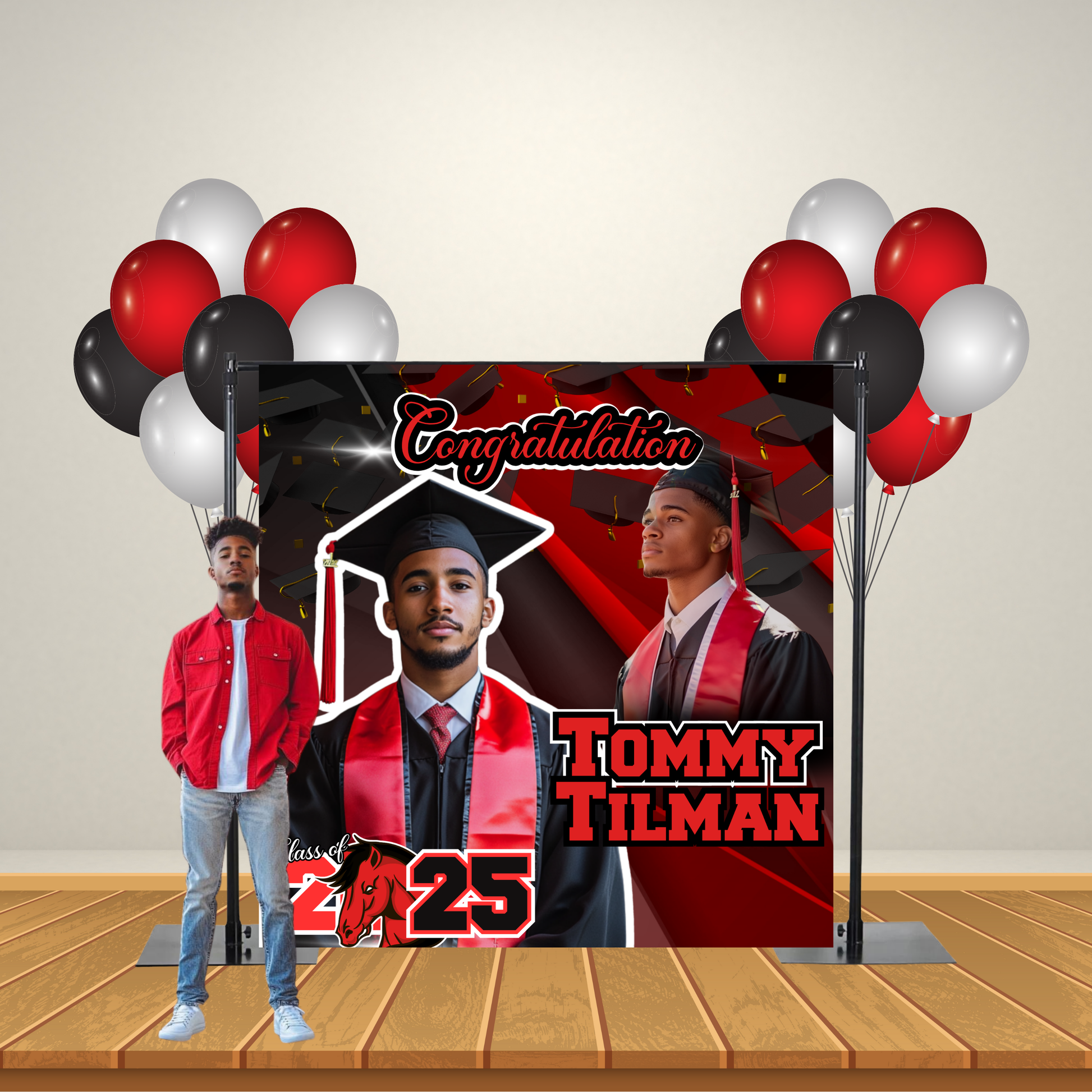 Custom Graduation Backdrop with Pole Pockets | Personalized Photo Backdrop for Graduation Parties & Photoshoots - S & M Unique Shirts, LLC