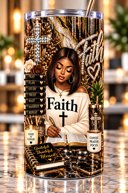 Faith — Bronze & Black Marble 20 oz Tumbler