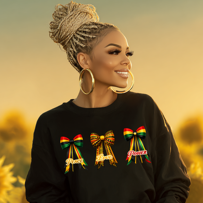 Peace Love Power Bows – Black History Month Premium Sweatshirt