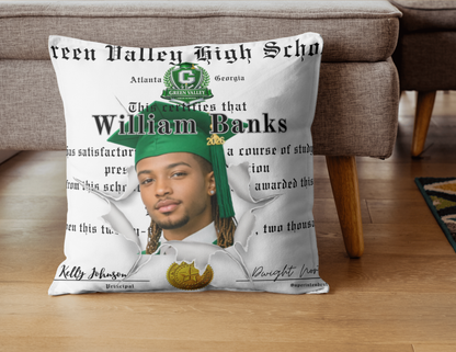 Custom Graduation Photo Pillow | Class of 2026 Senior Keepsake | Football Butterfly Photo Collage Themes | Multi-Theme Double-Sided Cushions | Unique Grad Gift