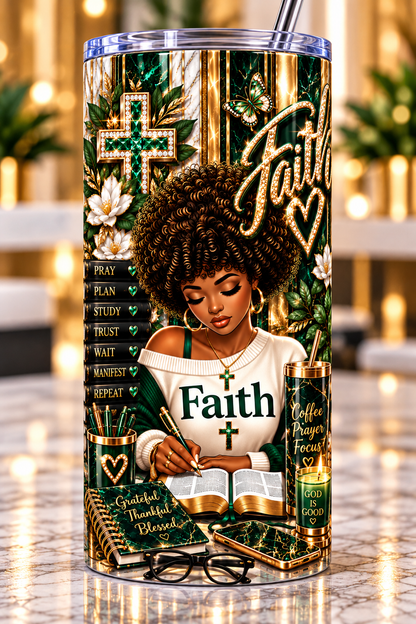 Faith — Emerald & Gold 20 oz Tumbler