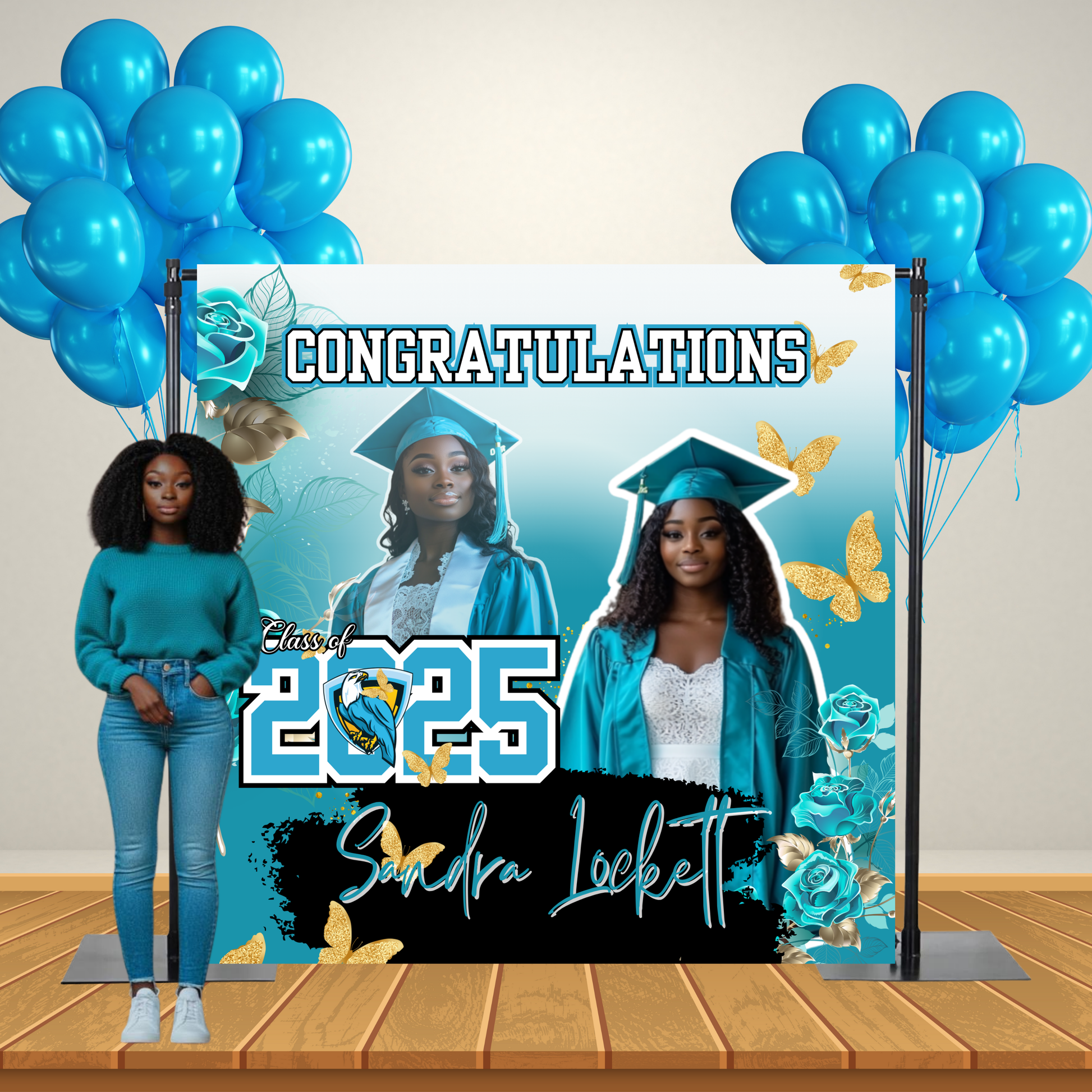 Custom Graduation Backdrop with Pole Pockets | Personalized Photo Backdrop for Graduation Parties & Photoshoots - S & M Unique Shirts, LLC