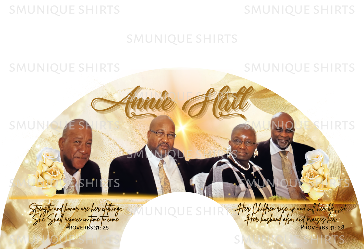 Gold personalized photo clack fan example