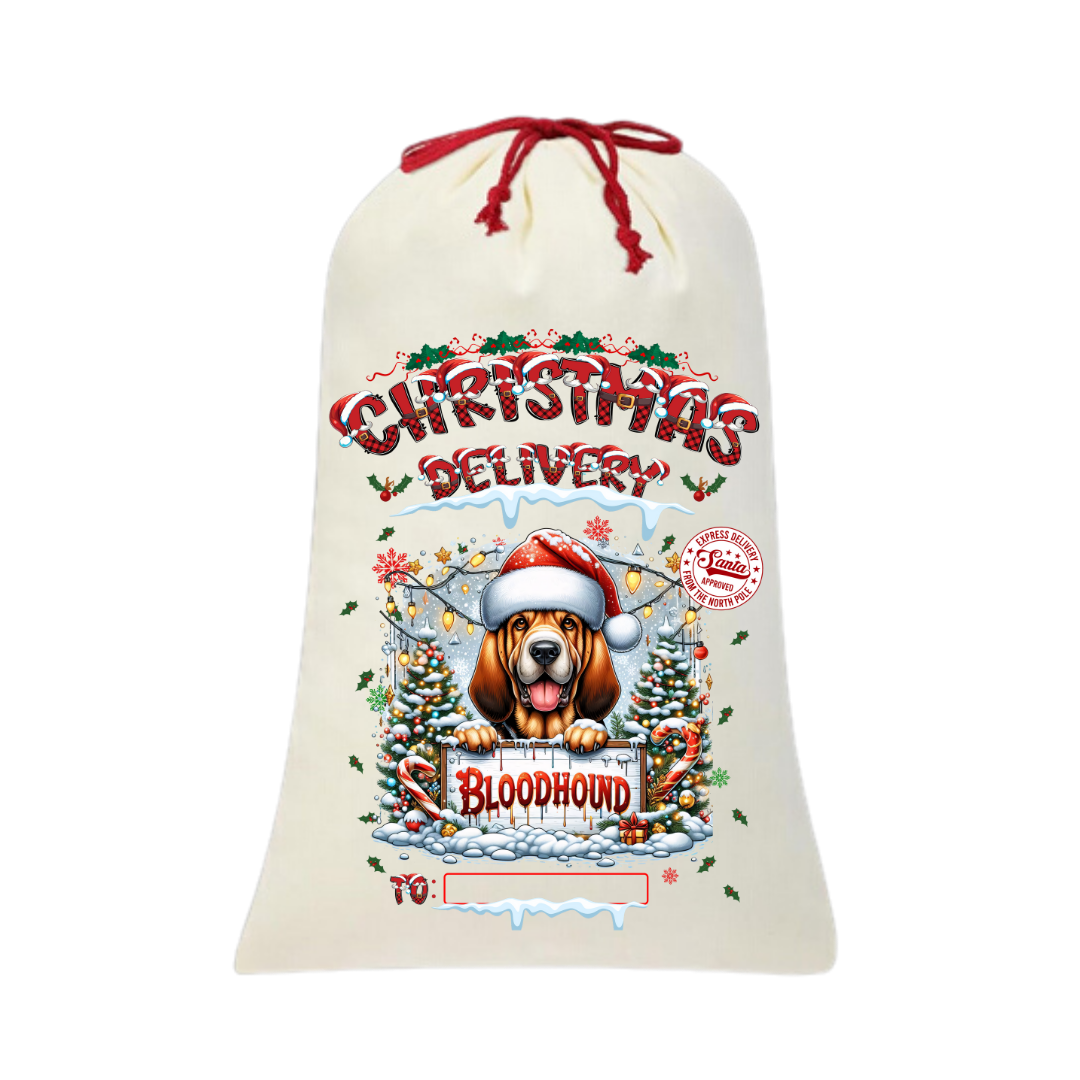 Personalized Dog Santa Sack | Custom Breed Christmas Bag | Reusable Holiday Pouch | Pet Lover Gift
