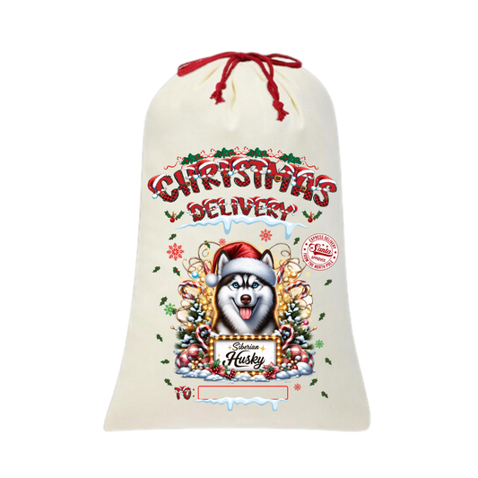 Personalized Dog Santa Sack | Custom Breed Christmas Bag | Reusable Holiday Pouch | Pet Lover Gift