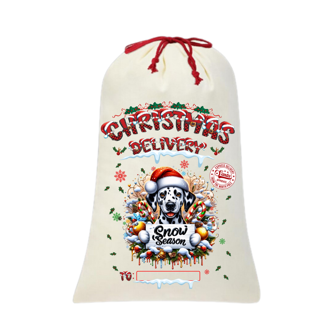 Personalized Dog Santa Sack | Custom Breed Christmas Bag | Reusable Holiday Pouch | Pet Lover Gift