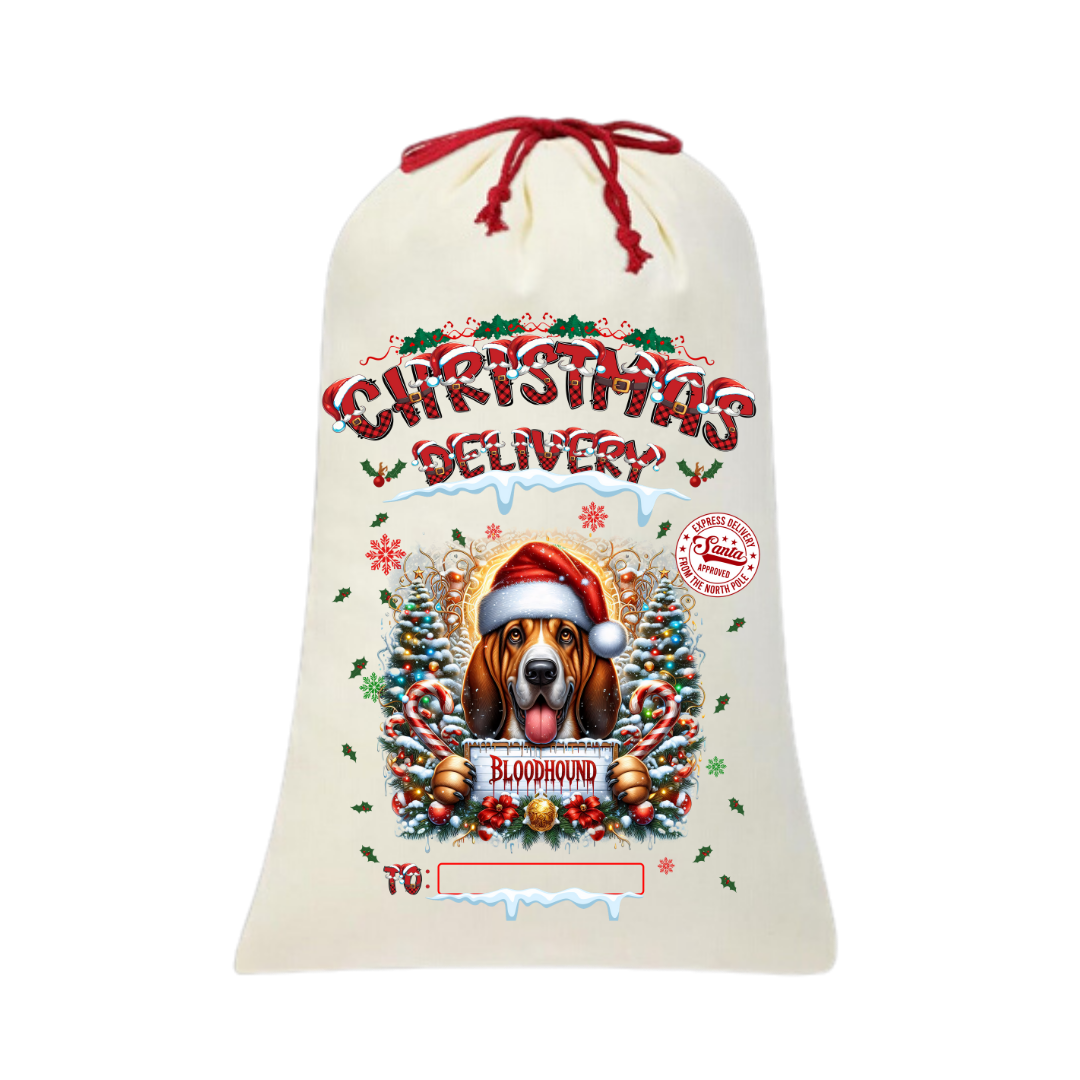 Personalized Dog Santa Sack | Custom Breed Christmas Bag | Reusable Holiday Pouch | Pet Lover Gift