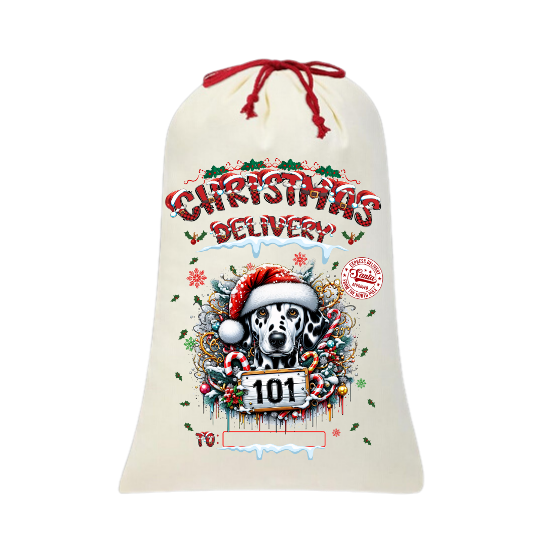 Personalized Dog Santa Sack | Custom Breed Christmas Bag | Reusable Holiday Pouch | Pet Lover Gift