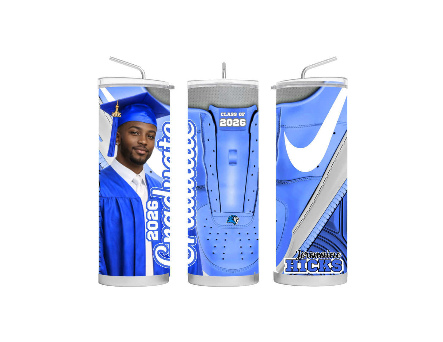 Custom Graduation Tumbler | Class of 2026 Sneaker Design Cup | Personalized Photo Drinkware | Senior Gift Idea | 20oz Skinny Tumbler