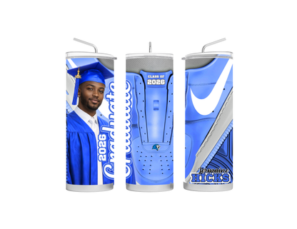 Custom Graduation Tumbler | Class of 2026 Sneaker Design Cup | Personalized Photo Drinkware | Senior Gift Idea | 20oz Skinny Tumbler
