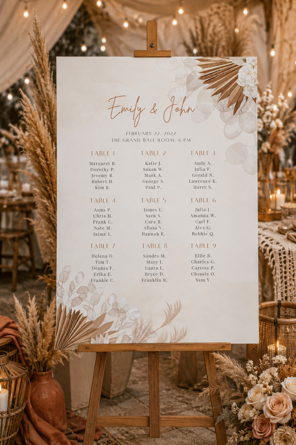 Boho Wedding Seating Chart