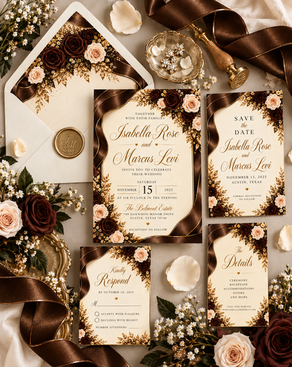 The Chocolate Rose Collection Wedding Stationery Suite