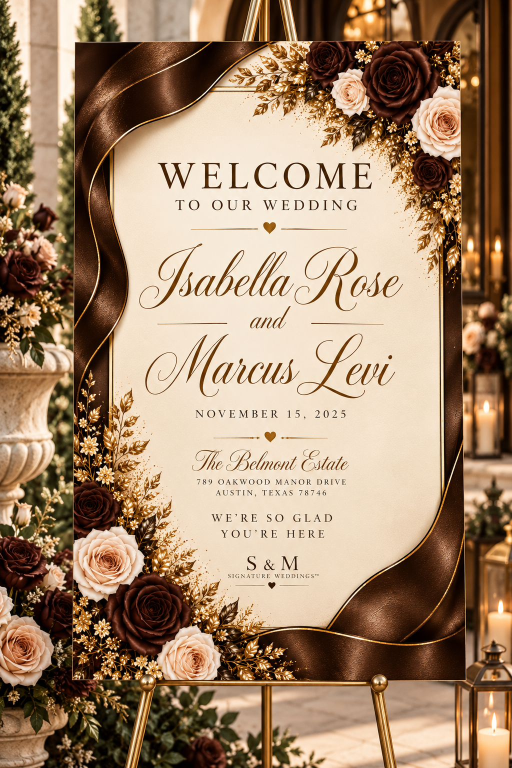 The Chocolate Rose Wedding Stationery & Welcome Sign Suite