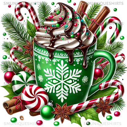 Festive Hot Cocoa Christmas Tumbler | 20oz Stainless Steel Holiday Travel Mug | Cute Candy Cane Coffee Cup | Christmas Gift for Her