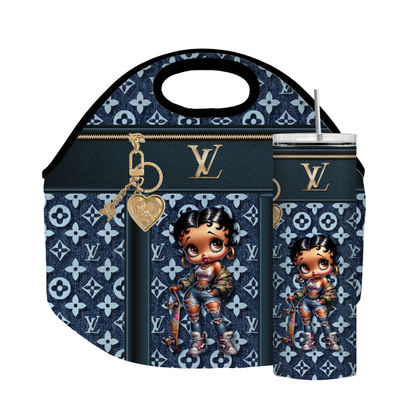 Stylish Purse-Inspired Denim Blue w/BB Tote, Coaster, Tumbler or Set – 12 (1) and 13 (1)