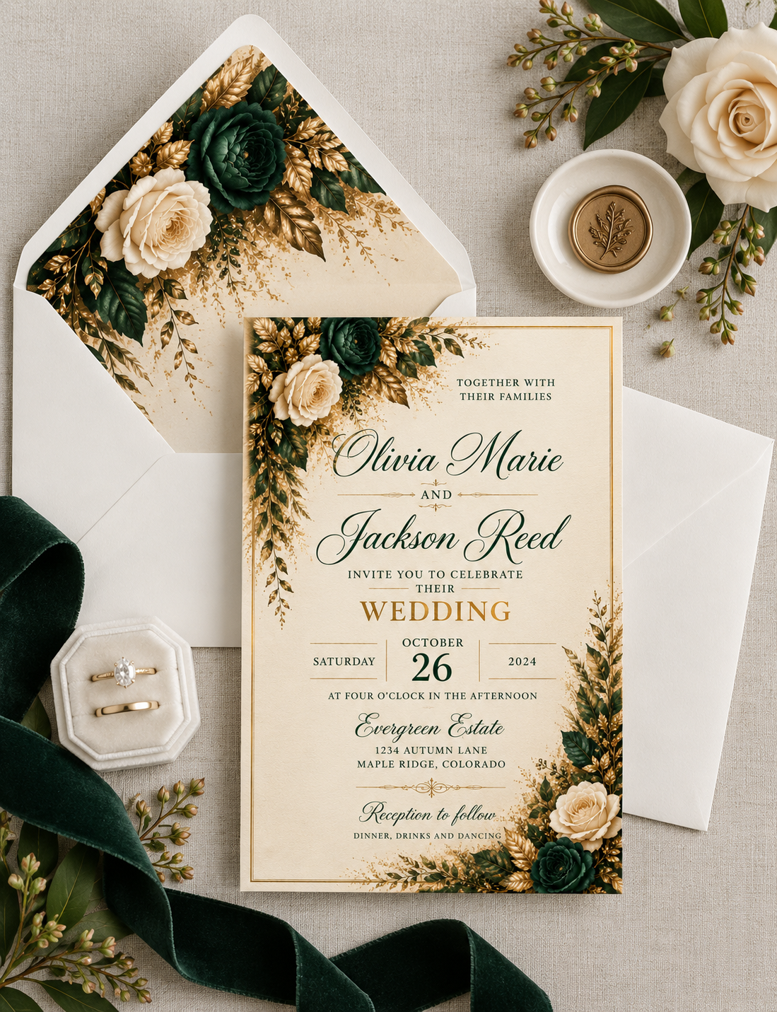 The Autumn at Evergreen Wedding Stationery Suite