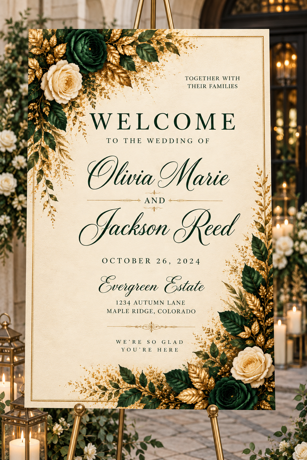 The Autumn at Evergreen Wedding Stationery & Welcome Sign Suite