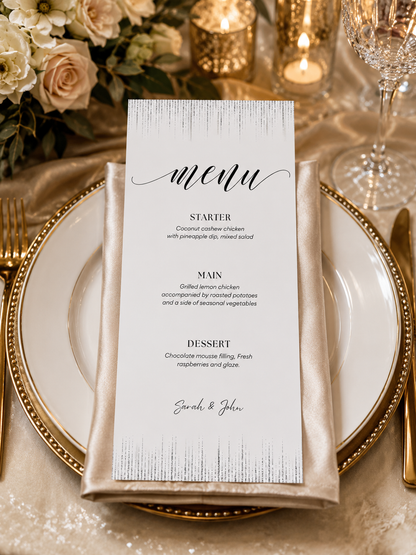 Elegant Wedding Menu 4x9