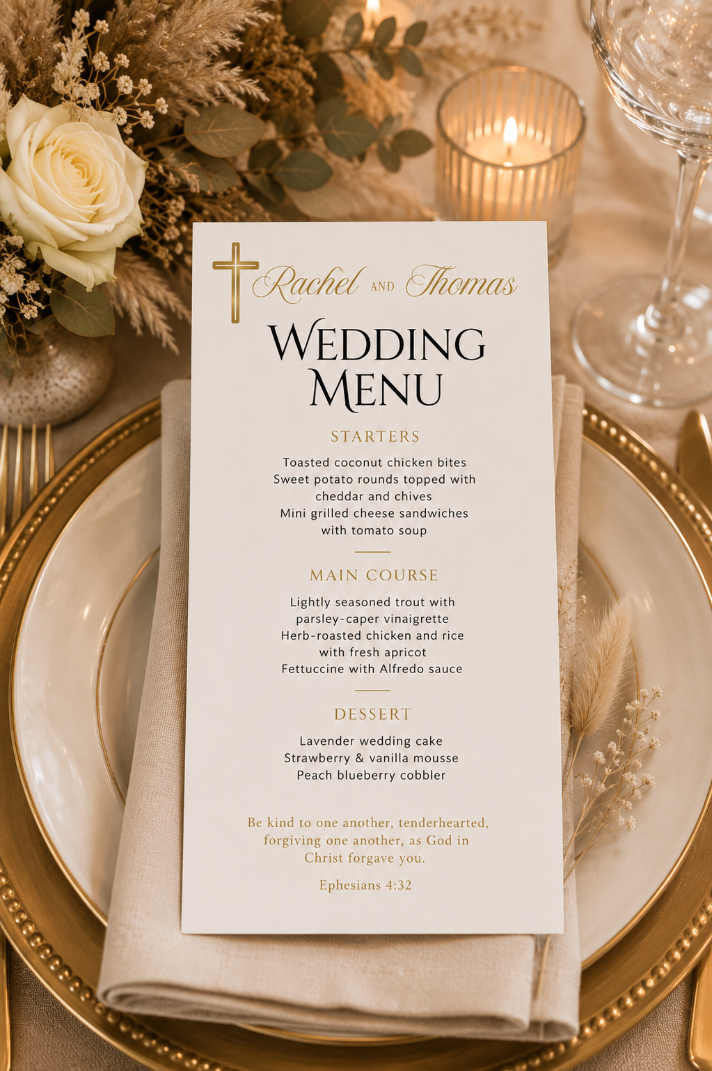 Faith-Centered Wedding Menu 4x9