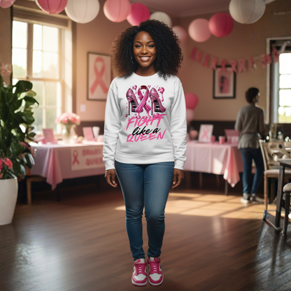 "Fight Like a Queen" Pink Ribbon T-Shirt or Sweatshirt | Breast Cancer Warrior Apparel