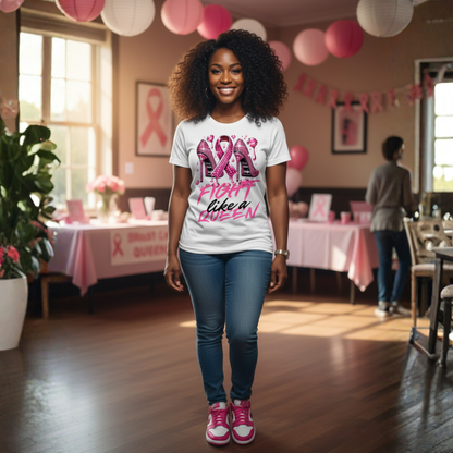 "Fight Like a Queen" Pink Ribbon T-Shirt or Sweatshirt | Breast Cancer Warrior Apparel