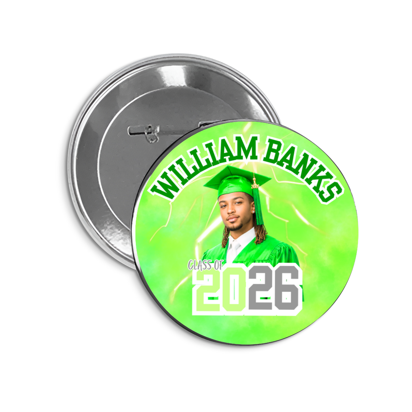 Custom Graduation Photo Button | Class of 2026 Senior Party Favor | Personalized Photo Pin | Custom School Colors | Graduation Decor