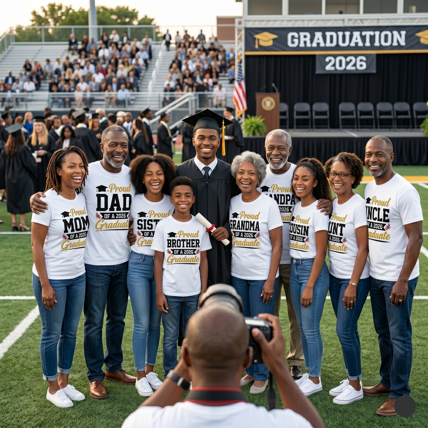 Proud 2026 Graduate Family Shirt Collection | Personalized School Colors | Senior Mom Dad Sister Brother Grandma Grandpa Aunt Uncle Friend Tee
