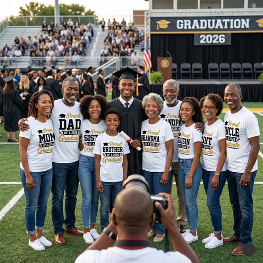 Proud 2026 Graduate Family Shirt Collection | Personalized School Colors | Senior Mom Dad Sister Brother Grandma Grandpa Aunt Uncle Friend Tee
