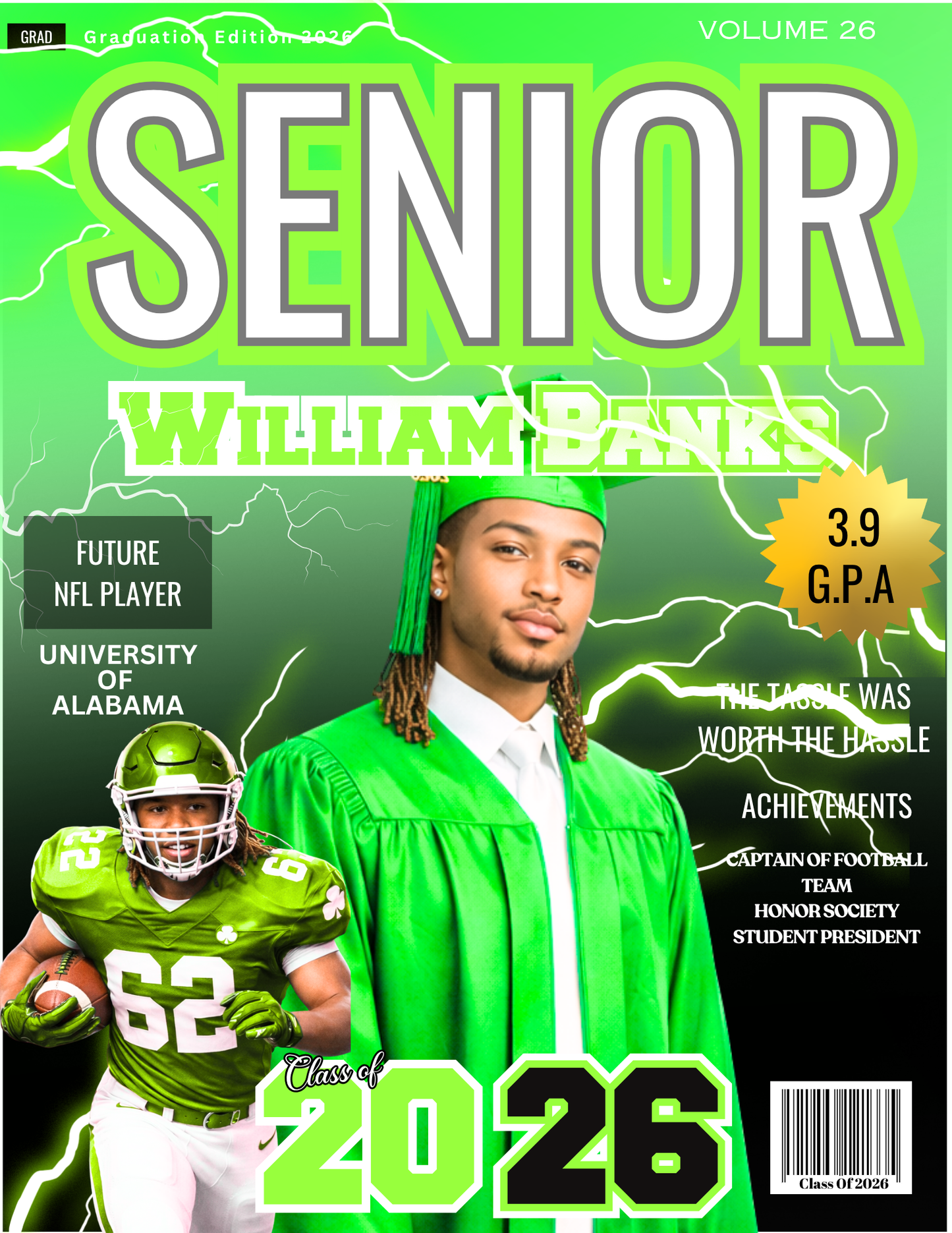 Custom Graduation Magazine Cover | Personalized Class of 2026 Senior Portrait Gift | Unique Grad Decor | High School Senior Keepsake - Digital File Only