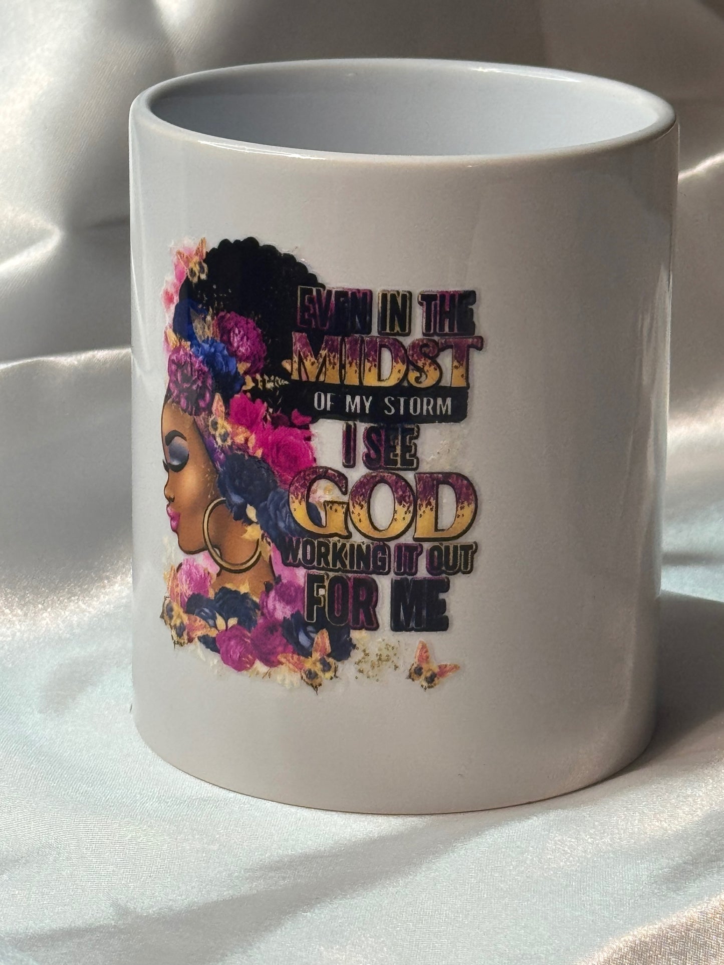 God Is Working It Out Mug | Midst of My Storm Christian Cup | Afrocentric Faith Mug | Inspirational Coffee Gift