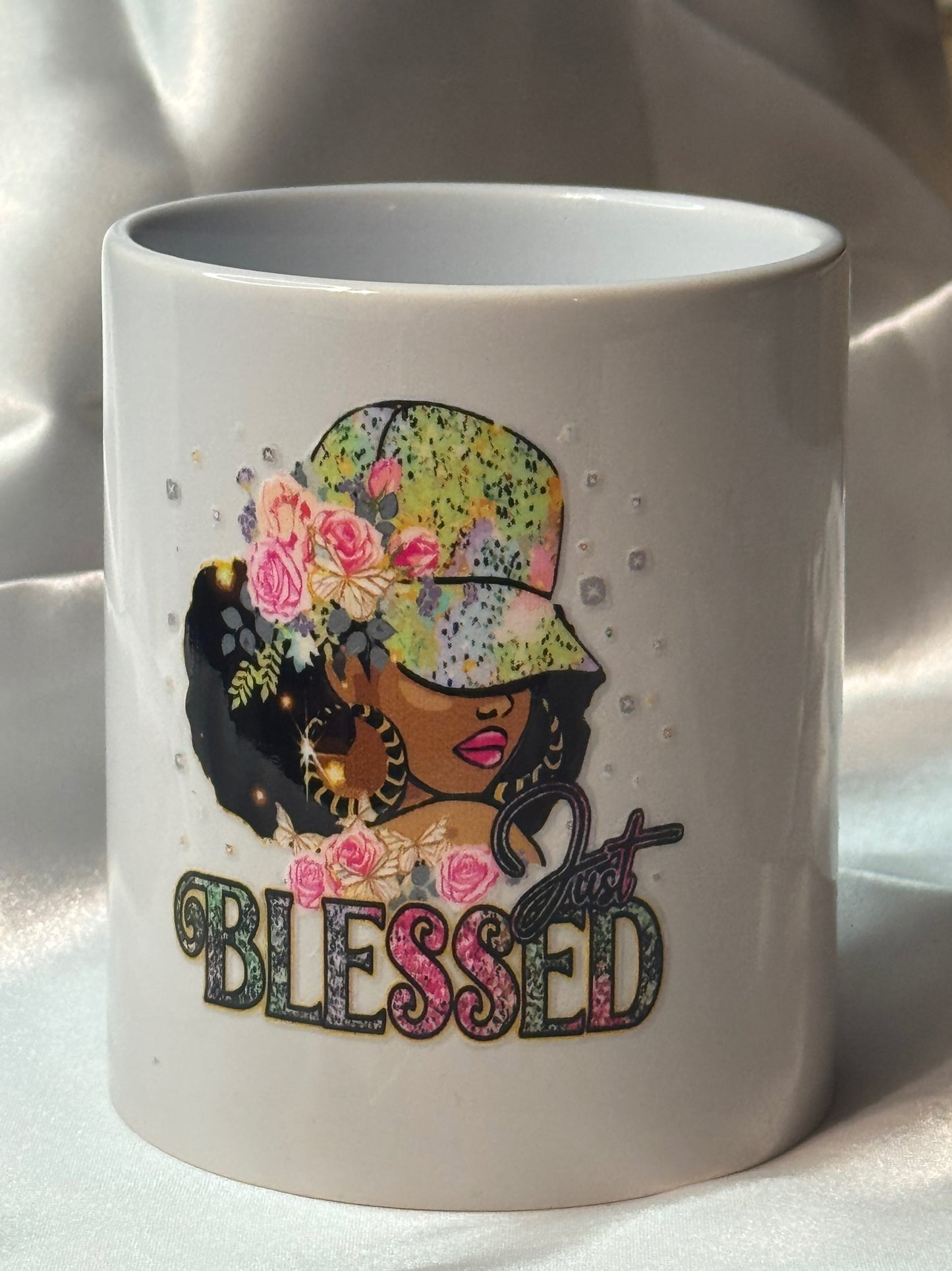 Just Blessed Coffee Mug | Afrocentric Inspirational Cup | Faith-Based Gift for Women | Positive Christian Mug