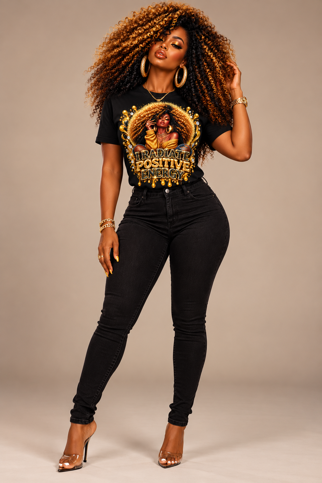 I Radiate Positive Energy — Custom Shirt or Sweatshirt & Matching Tumbler Bundle