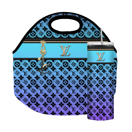 Stylish Purse-Inspired Purple and Turquoise Tote, Coaster, Tumbler or Set – 10 and 11 (1)