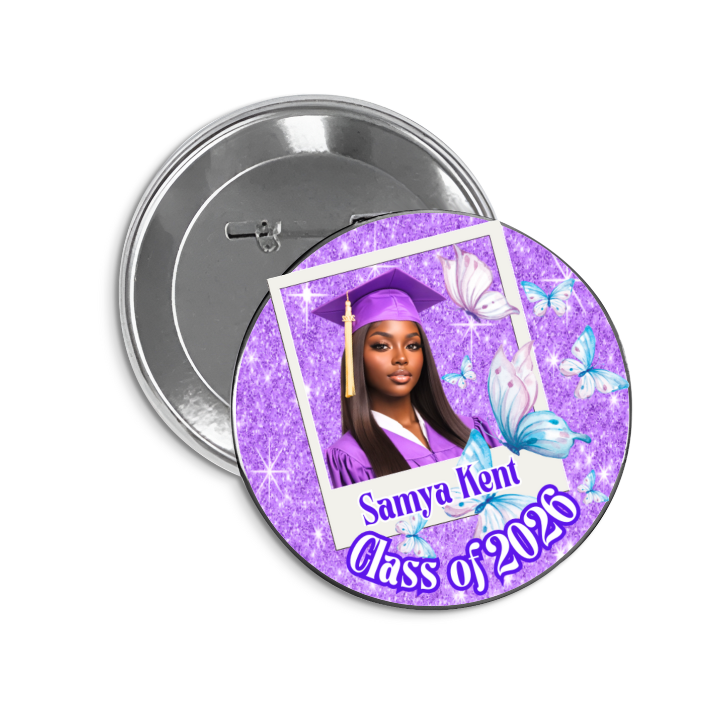 Custom Graduation Photo Button | Class of 2026 Senior Party Favor | Personalized Photo Pin | Custom School Colors | Graduation Decor
