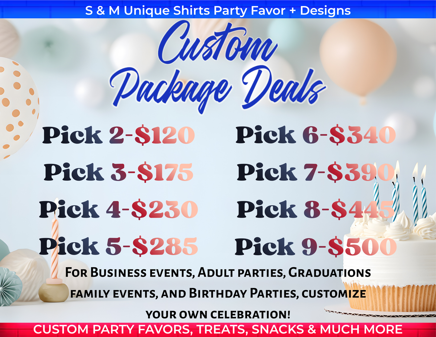 Custom Party Favor Packages – Perfect Parties & Celebrations!