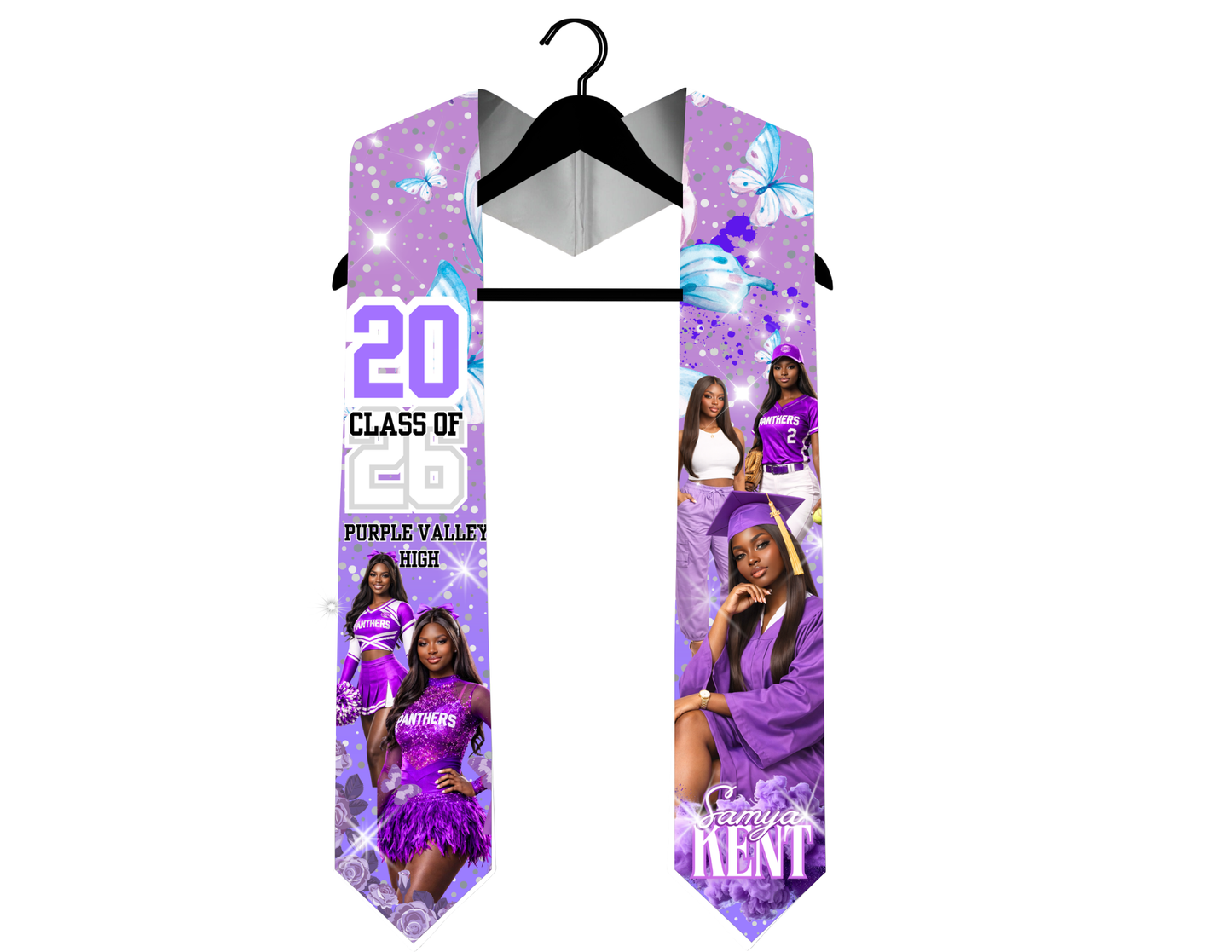 Custom Graduation Stole | Class of 2026 Personalized Photo Sash | Senior Picture Grad Stole | Custom School Colors & Sports Themes