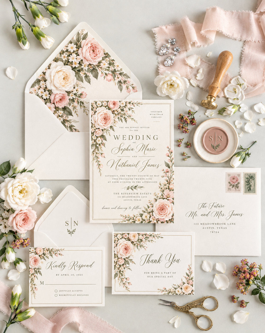 The Blush Romance Collection Wedding Stationery Suite