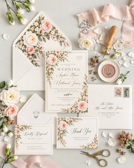 The Blush Romance Collection Wedding Stationery Suite