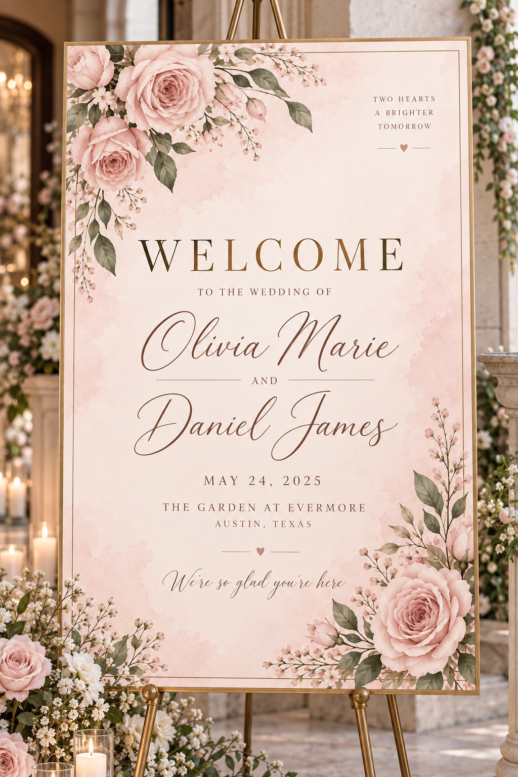 The Blush Floral Wedding Stationery & Welcome Sign Suite