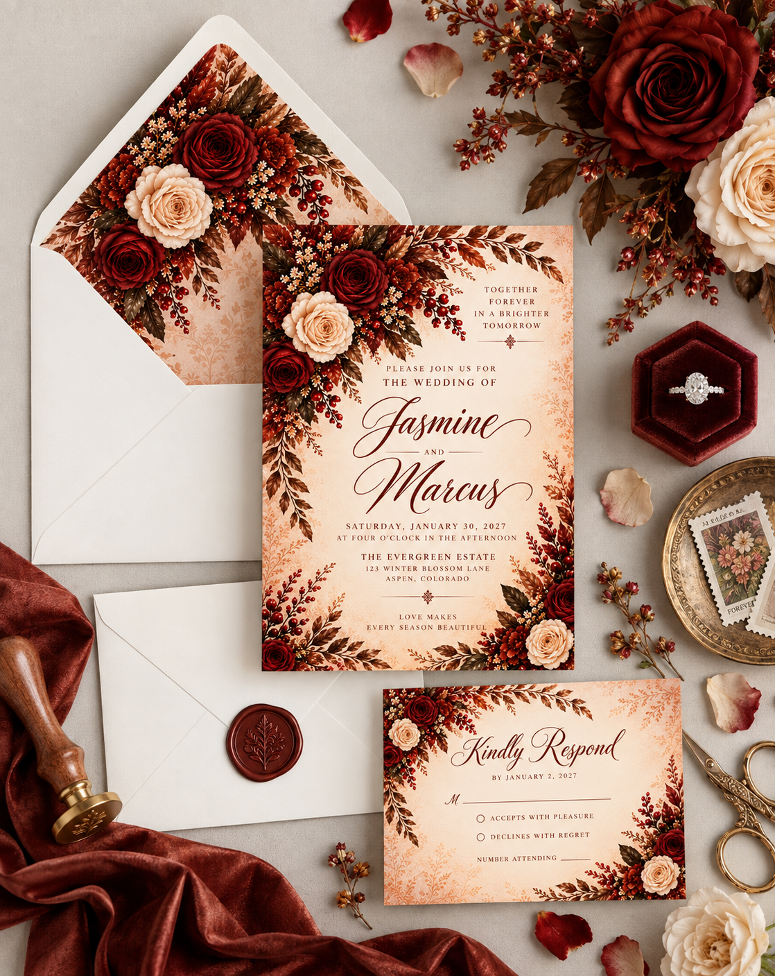 The Ember Rose Collection™ Wedding Stationery Suite