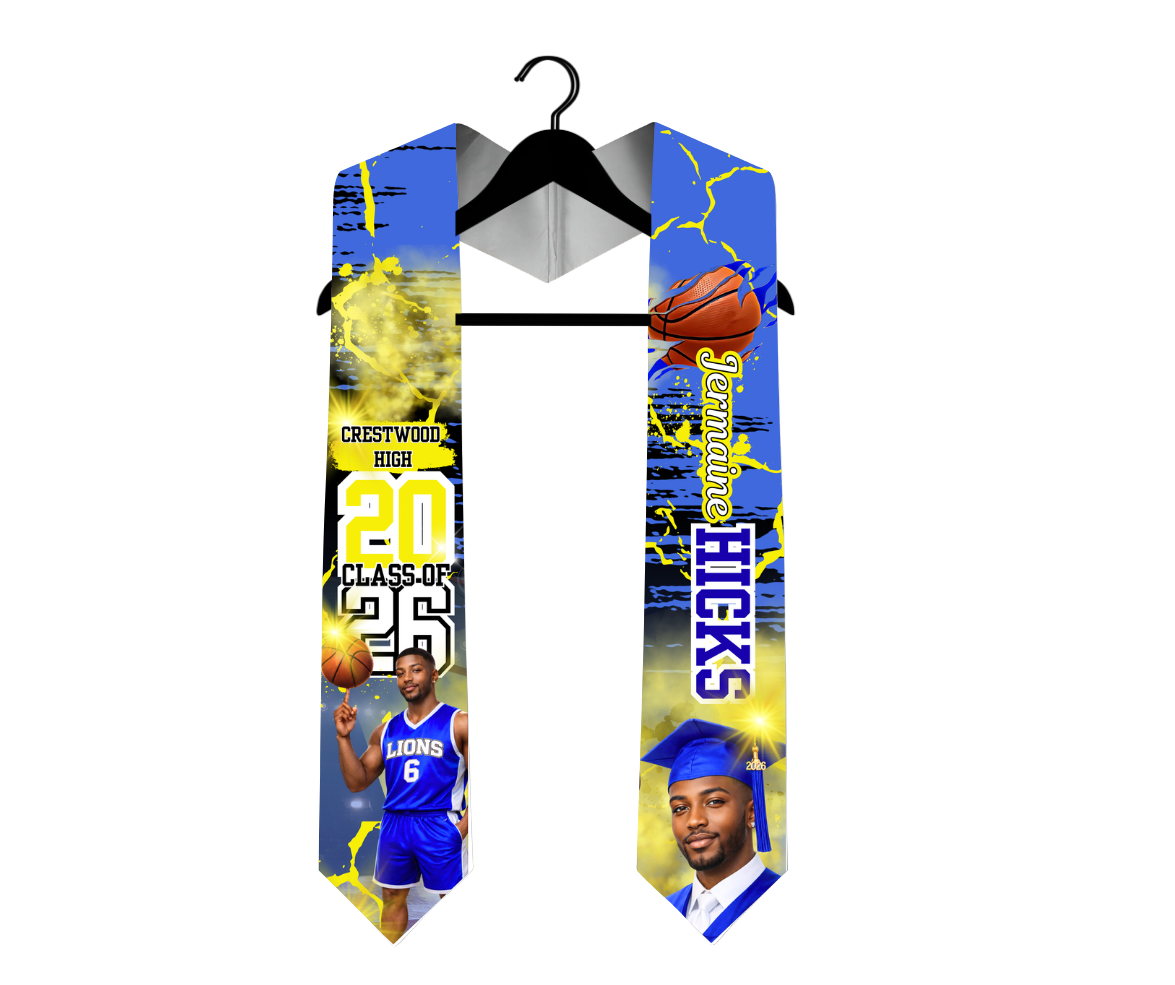 Custom Graduation Stole | Class of 2026 Personalized Photo Sash | Senior Picture Grad Stole | Custom School Colors & Sports Themes
