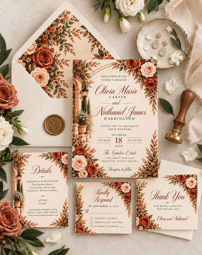 The Terracotta Garden Collection Wedding Stationery Suite
