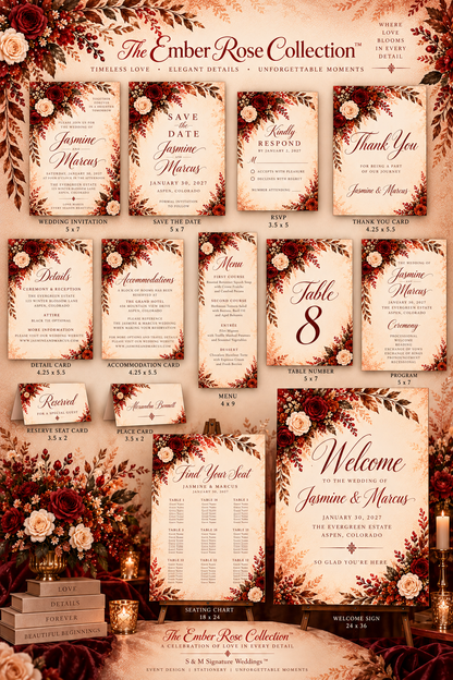 The Ember Rose Collection™ Wedding Stationery Suite