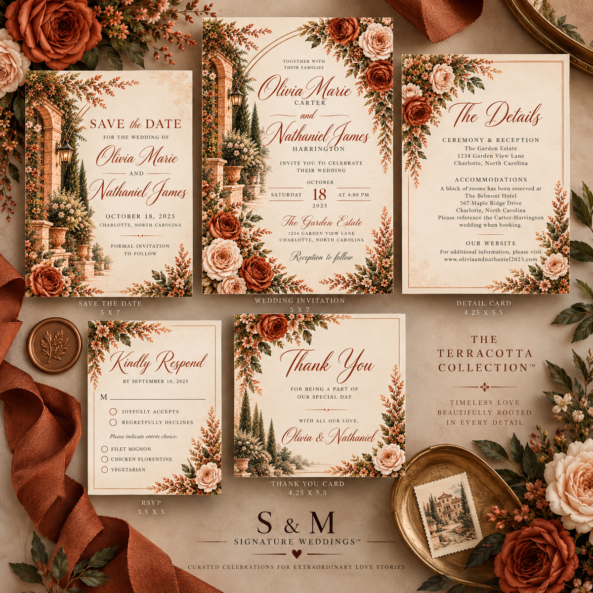 The Terracotta Garden Collection Wedding Stationery Suite